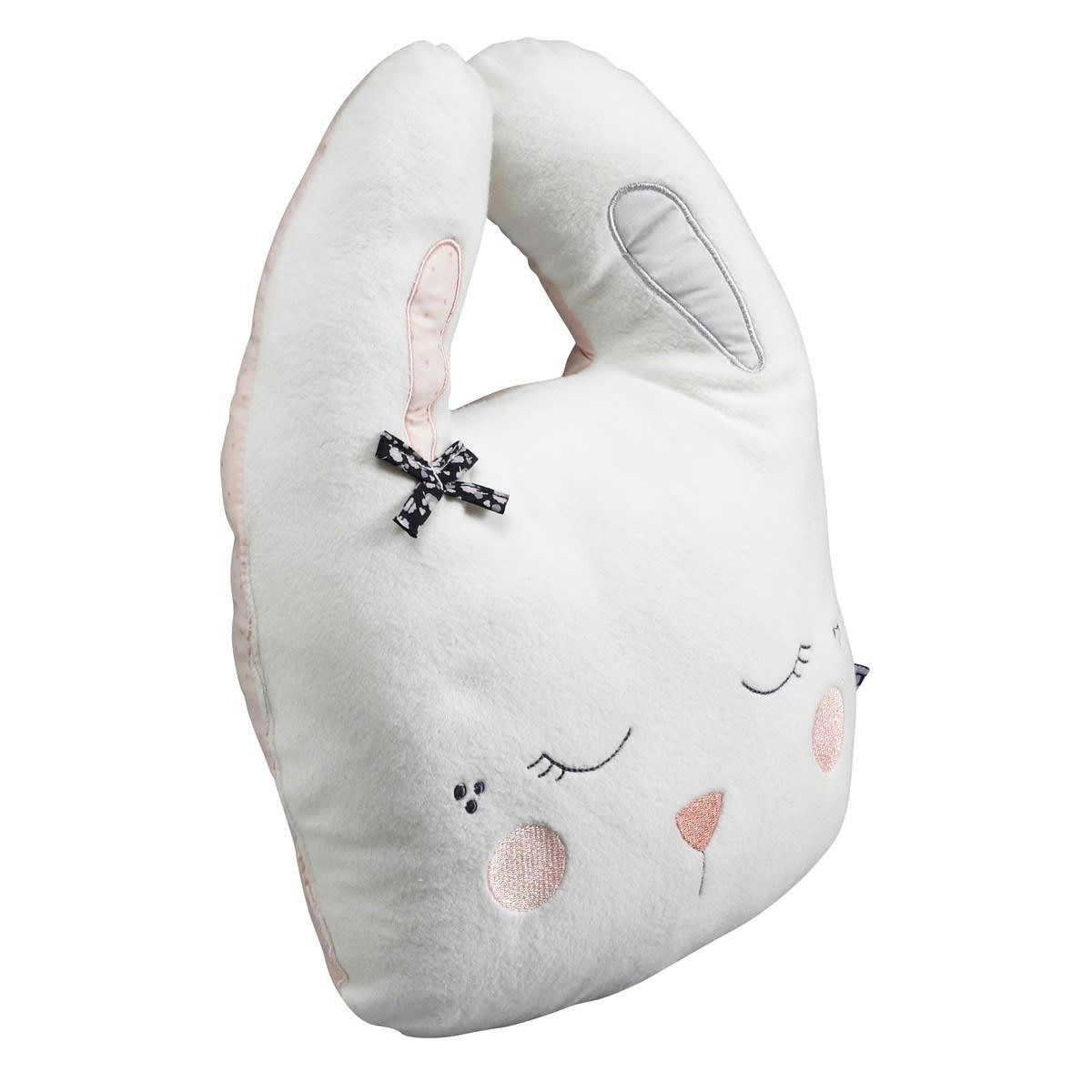 MISS FLEUR DE LUNE - Coussin déco lapin 34x26cm en polyester blanc