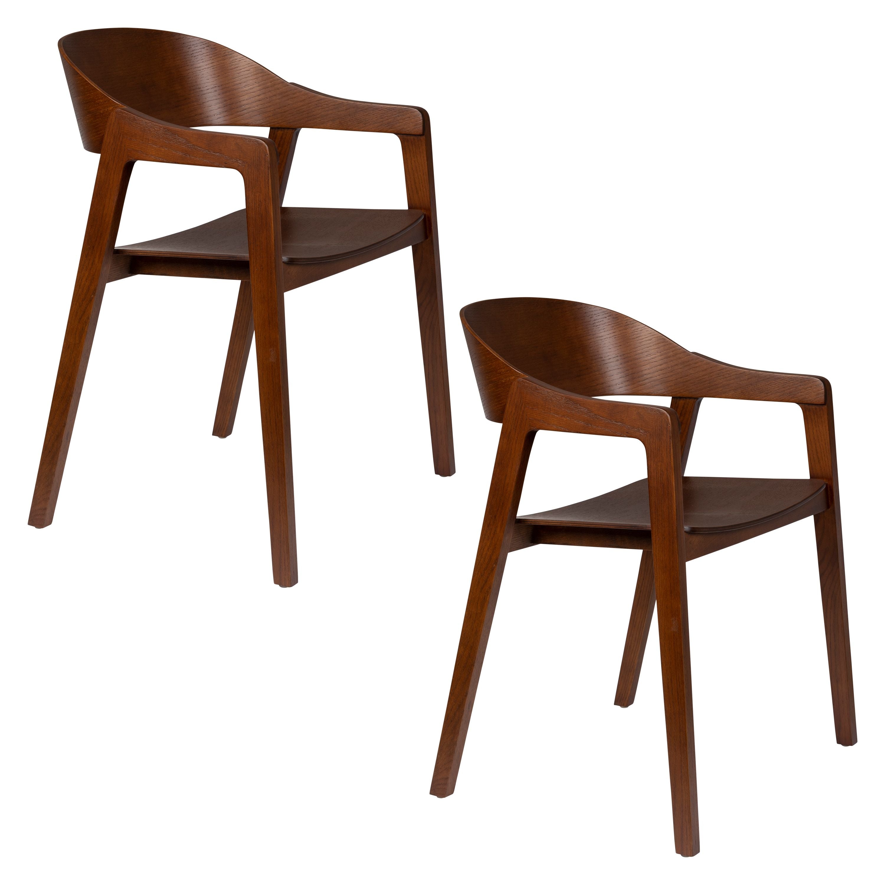 Dutchbone Westlake Eetkamerstoelen Armleuning Walnoot - Set van 2