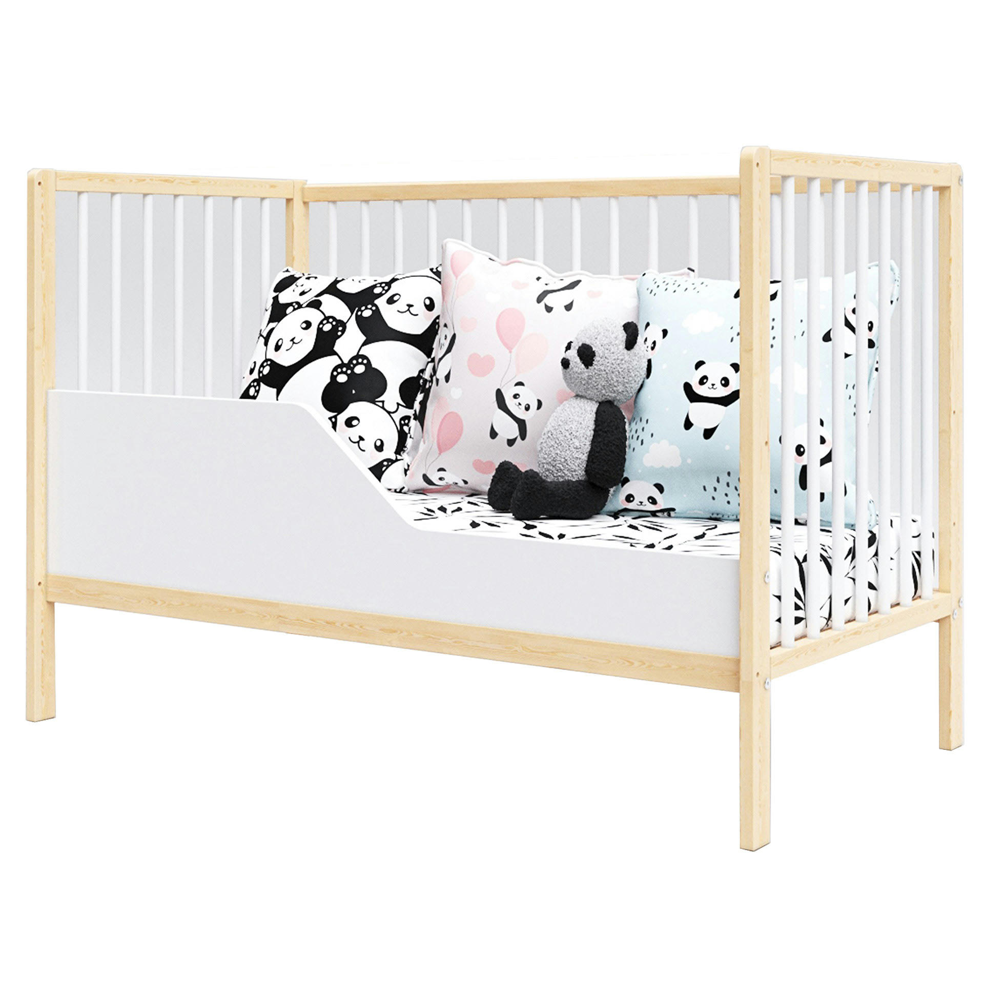 ANNA - Lit bébé évolutif en bois blanc et pin - 120x60 cm