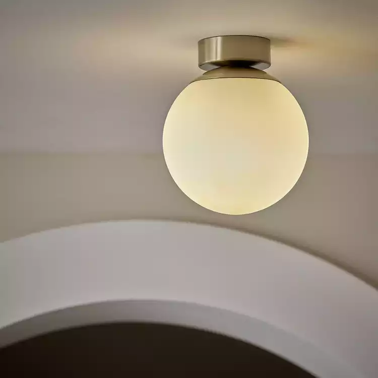Habitat Opal Glass Bathroom Flush Ceiling Light - Brass