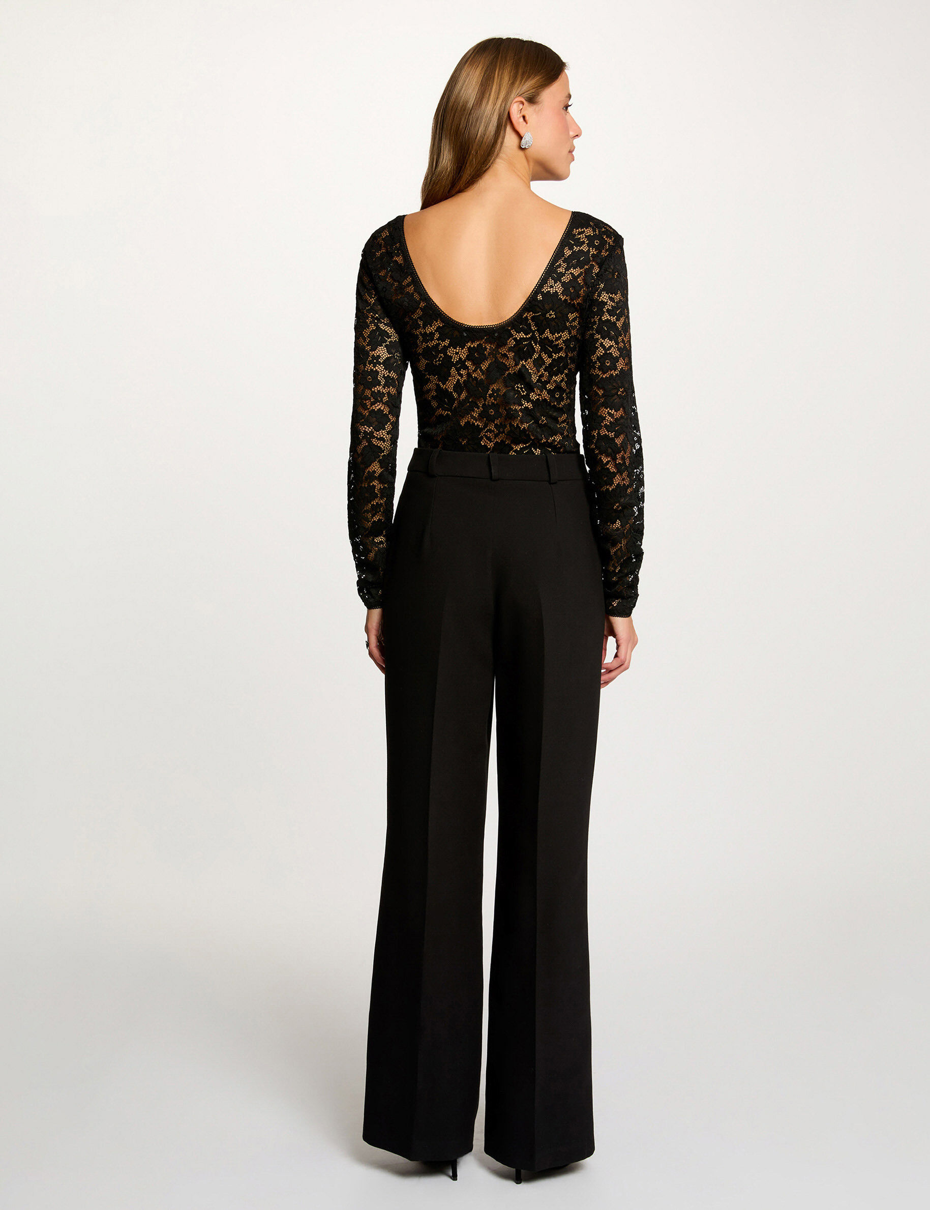 Lace Bodysuit With Neckline Black Women