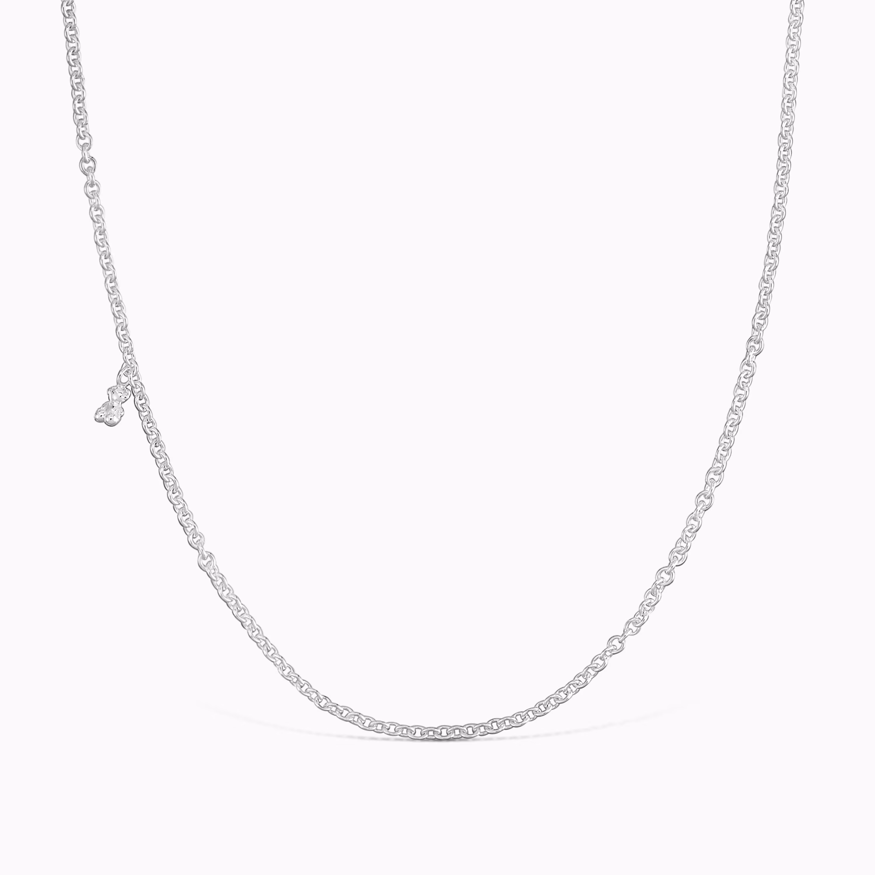 Collar largo de plata con anillas redondas Bold Bear