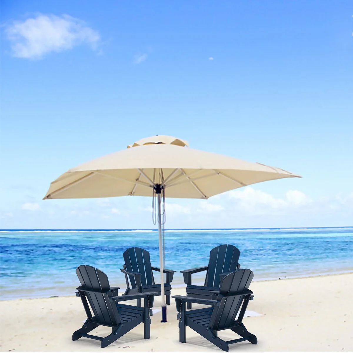 Plastic Outdoor Folding Adirondack Chair Navy Blue Garden Patio Chair Set2/4