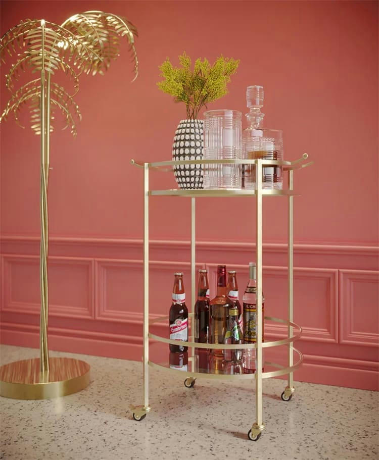 EMILIA - Desserte en verre miroir et acier doré