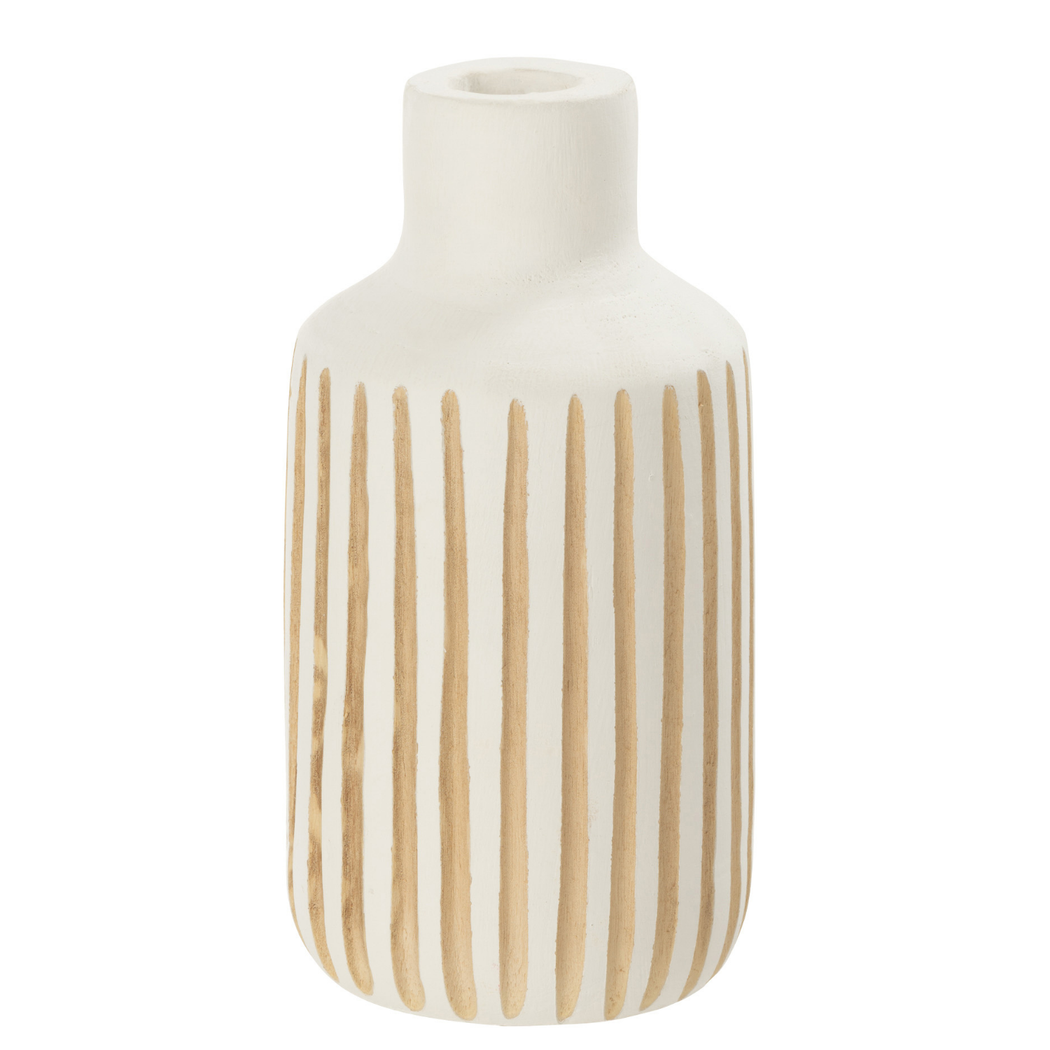 J-Line vaas Ying - hout - wit - small - 33 cm hoog