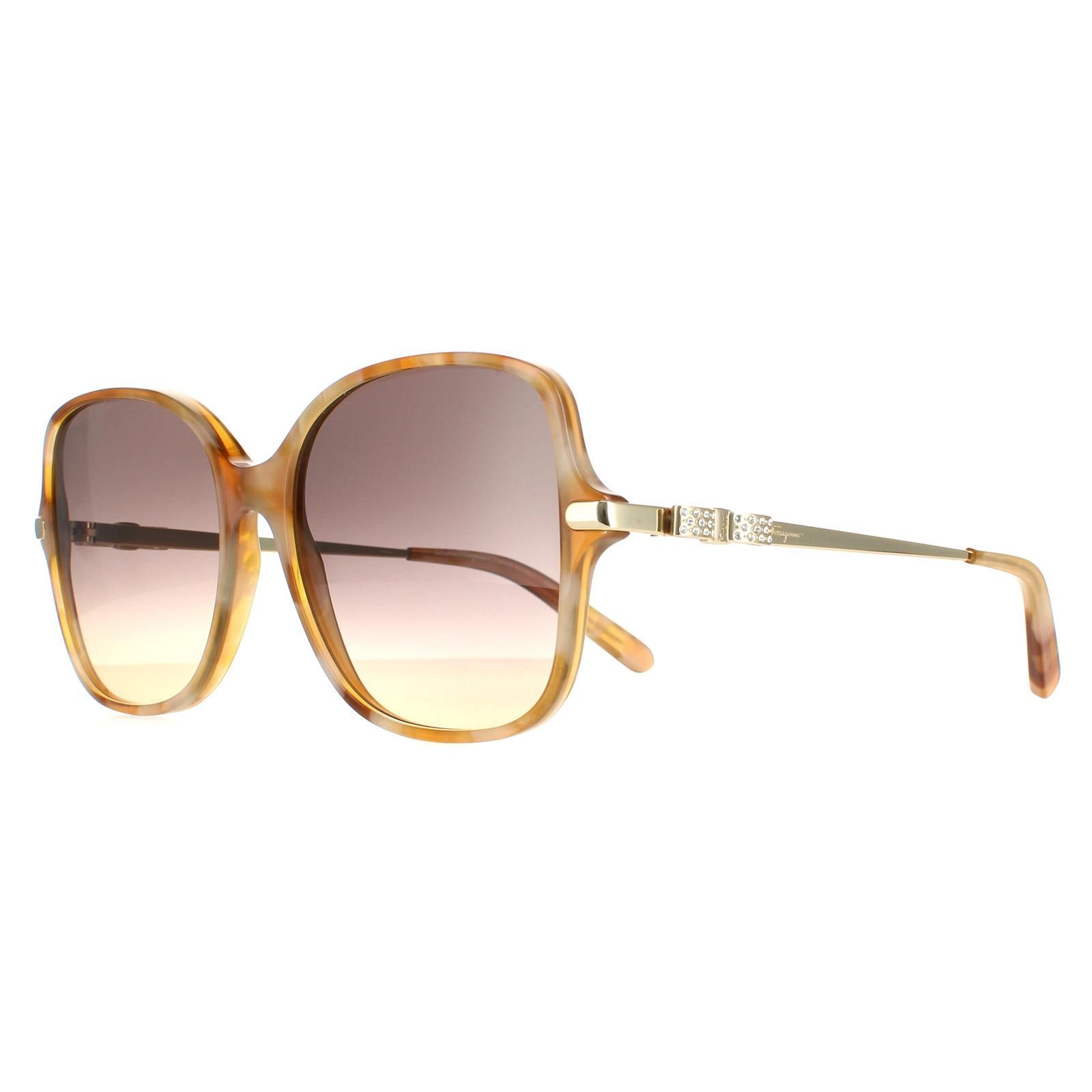 Salvatore Ferragamo Square Blonde Havana Grey Gradient SF990SR