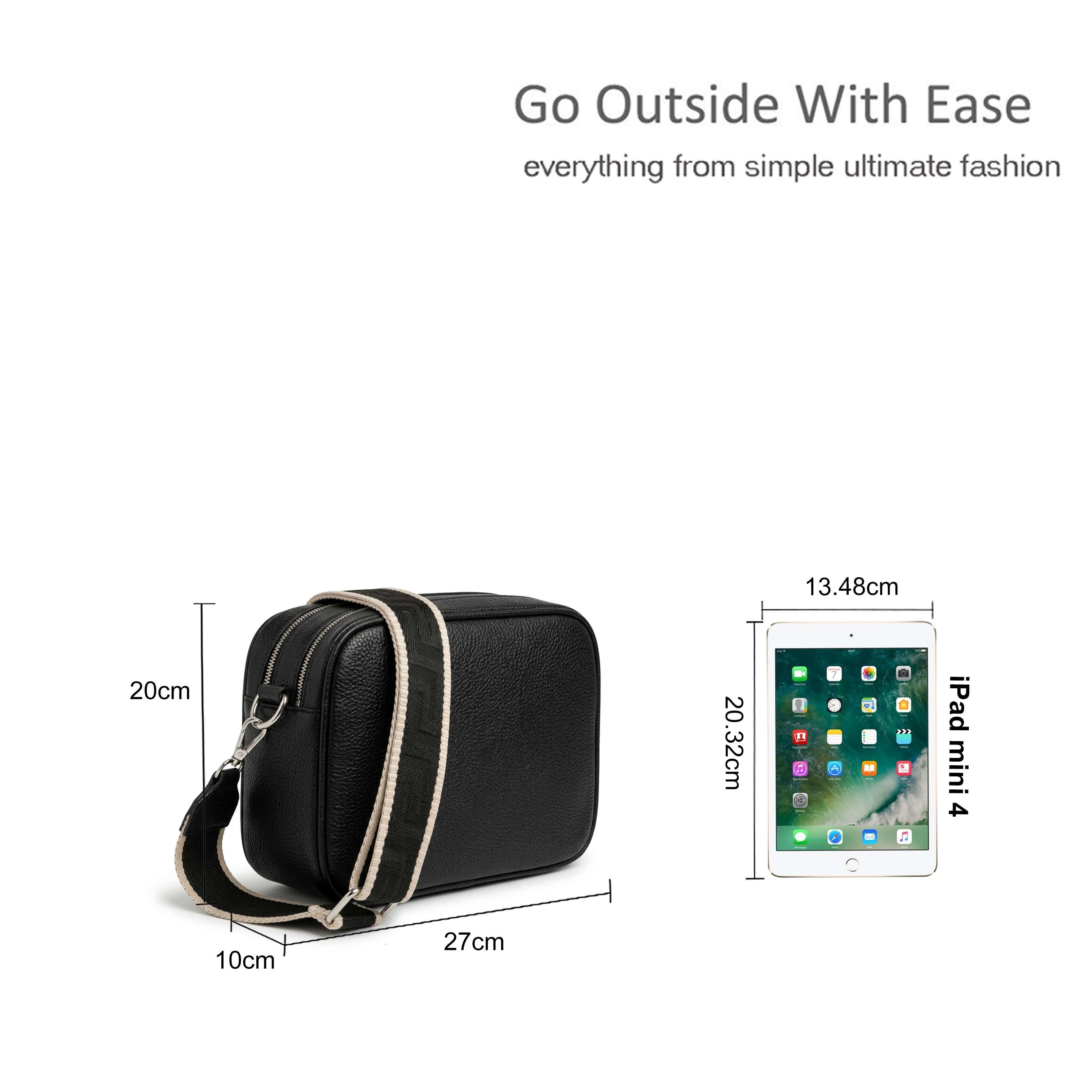 Kitise Double Compartments Canvas Strap Crossbody Camera Bag