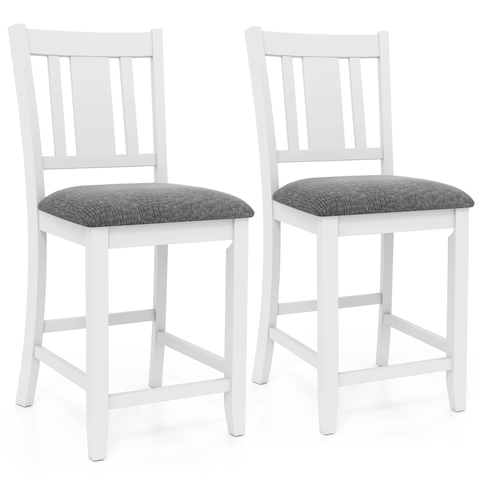 Set of 2 Upholstered Bar Stools with Ergonomic Back and Footrest Ideal for Kitchen Island - 15.5 x 19 x 40