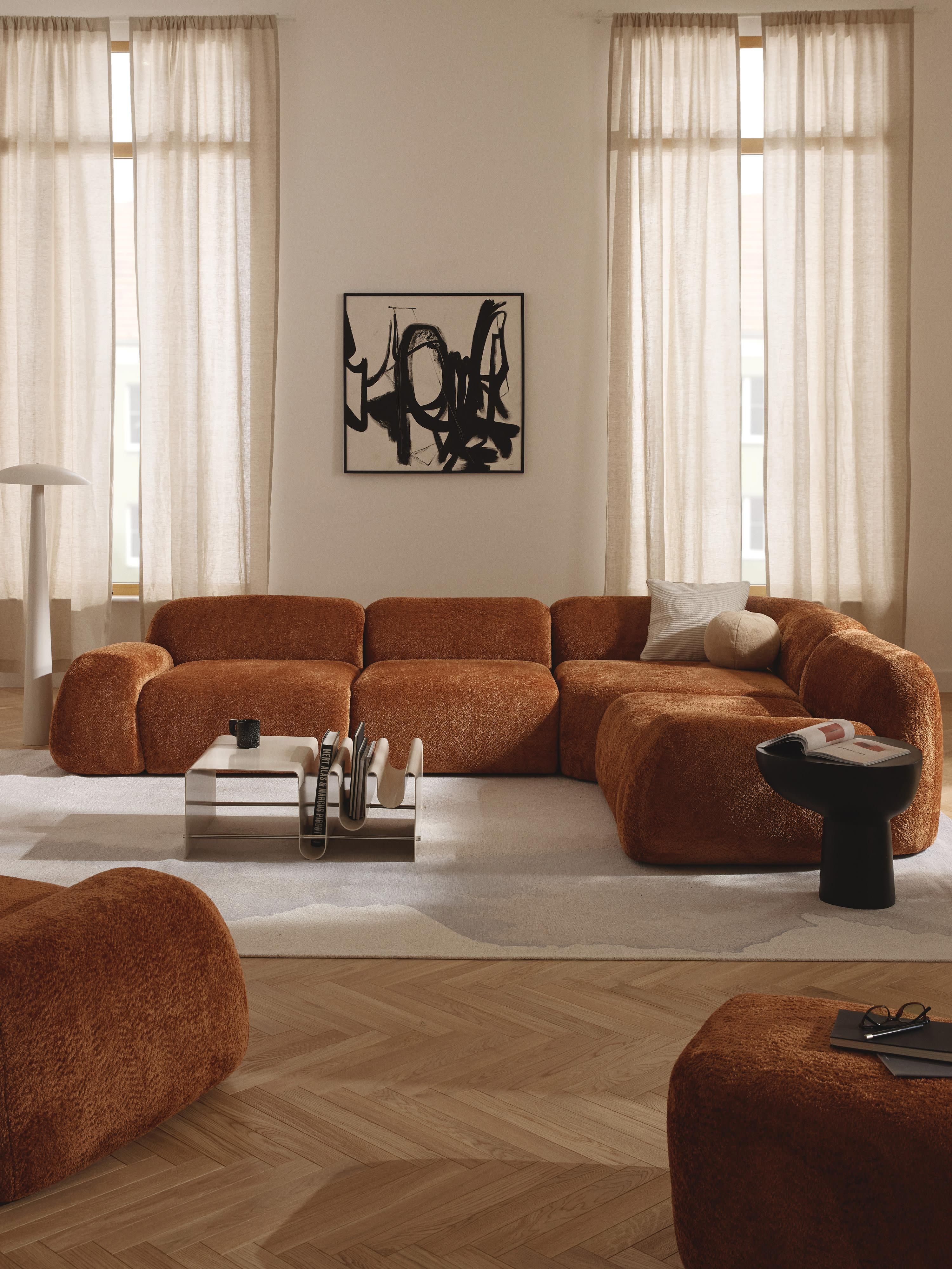 Modulares Teddy-Bouclé-Ecksofa Wolke (4-Sitzer)