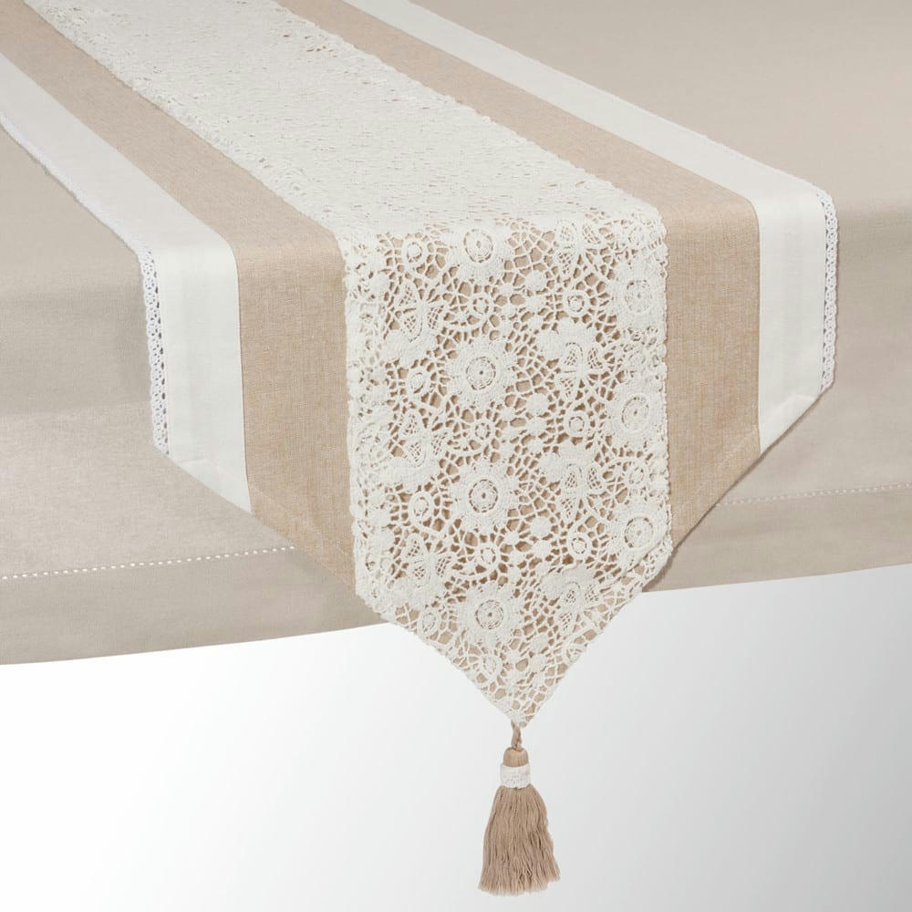 Wonderful - Chemin de table en coton beige L 150 cm WONDERFUL