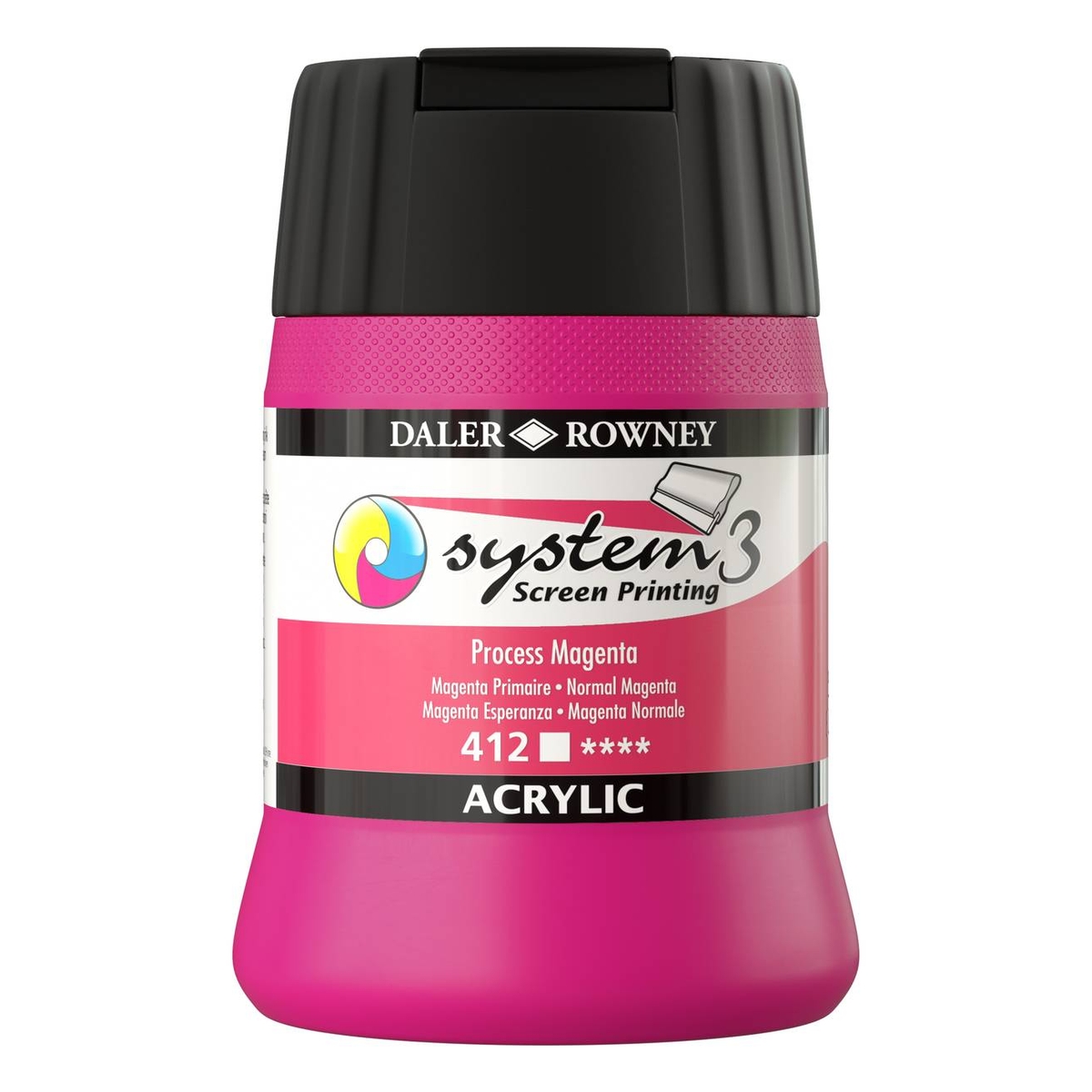 Daler-Rowney System3 Process Magenta Screen Printing Acrylic Ink 250ml