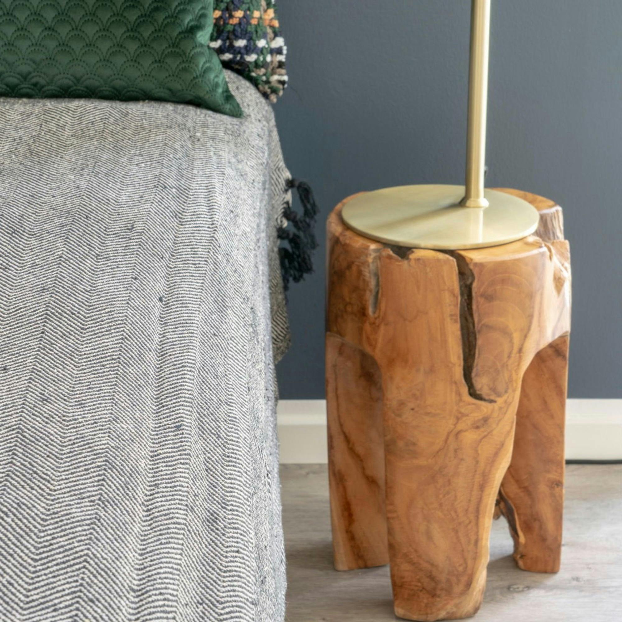Tabouret chevet en bois de teck - 3 pieds ARIZONA