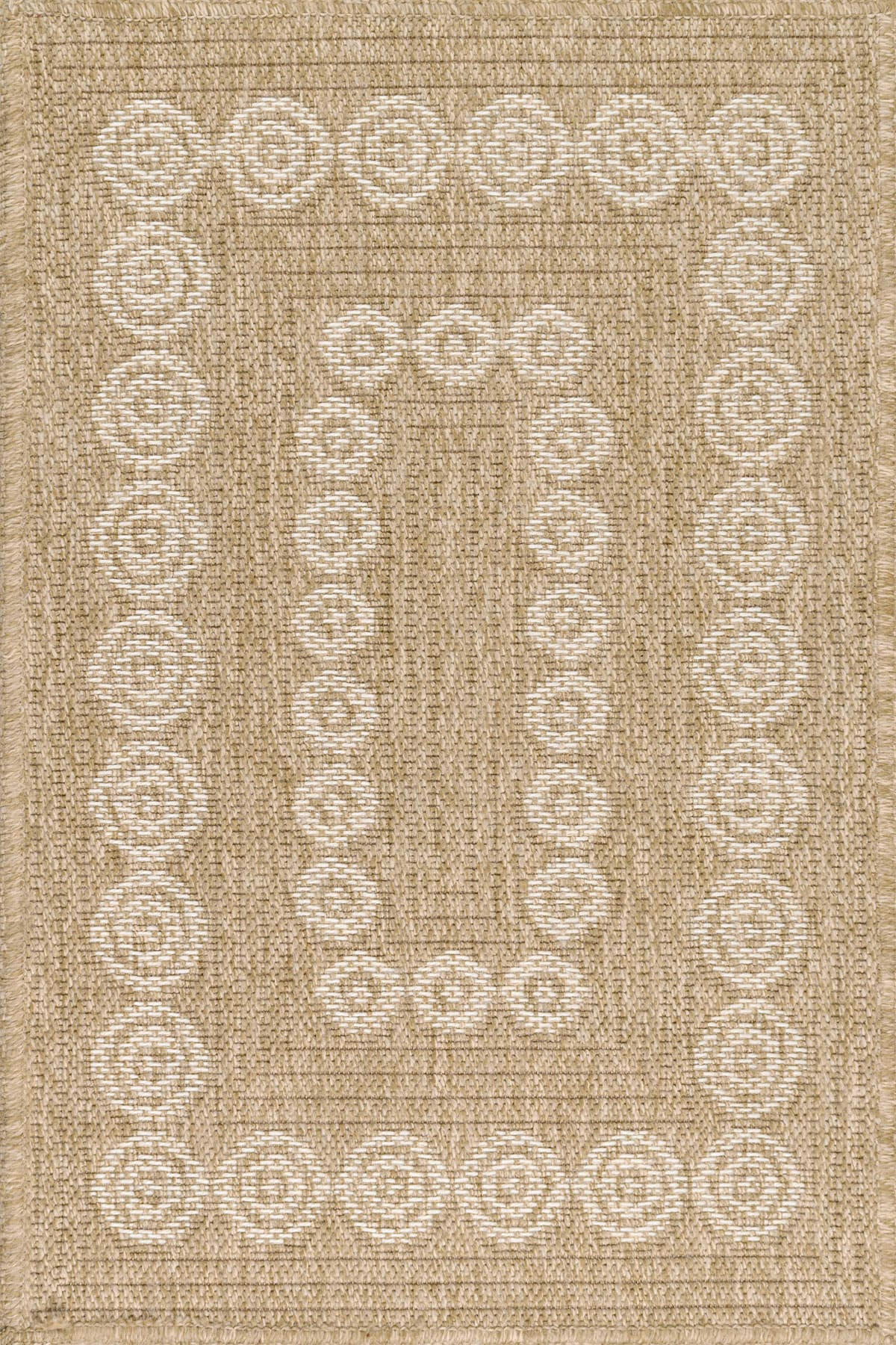 NATURE - Tapis intérieur et extérieur effet jute motif géométrique blanc 60x90