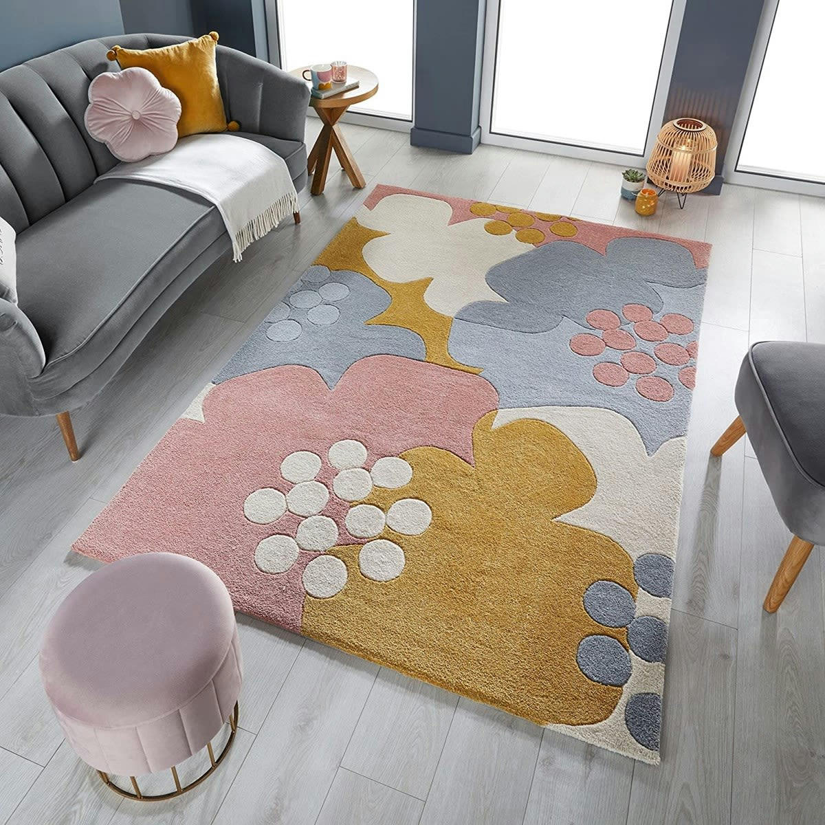 FLORAL - Tapis de salon en Polyester Multicolore 160x230 cm