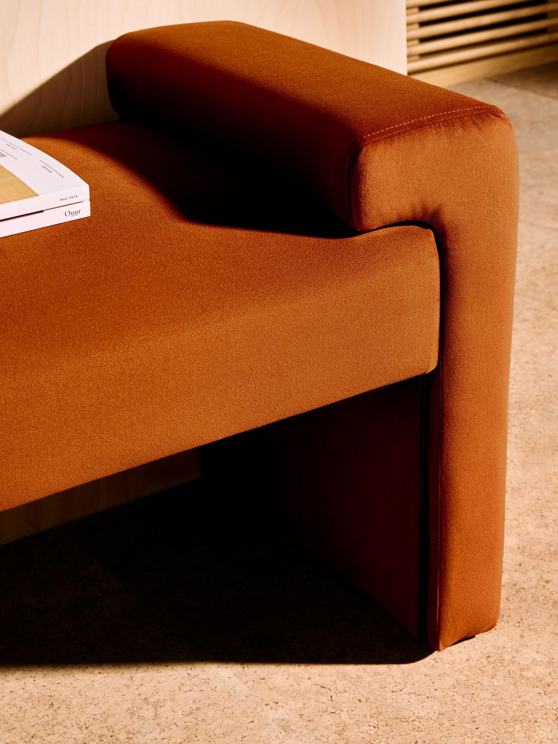 Brixton Bench in Cinnamon Orange Velvet