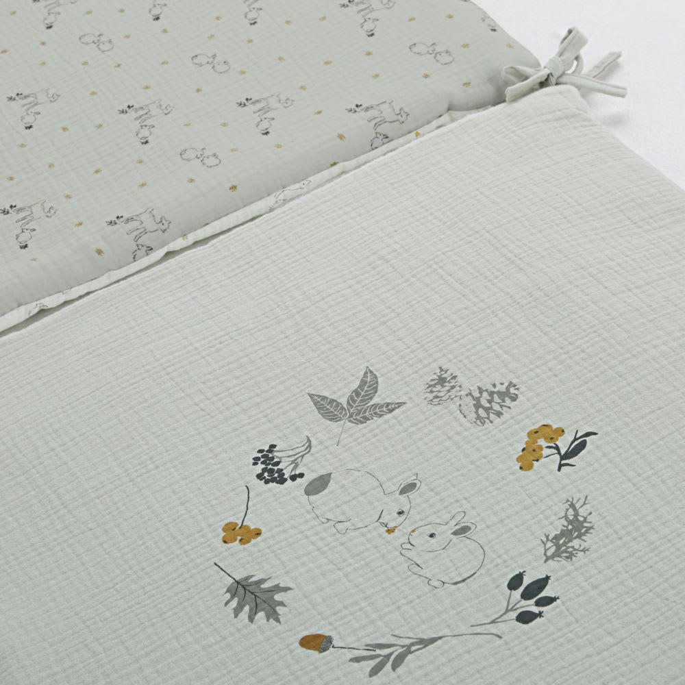 MIMIZAN - Tour de lit bébé en gaze de coton bio multicolore imprimé