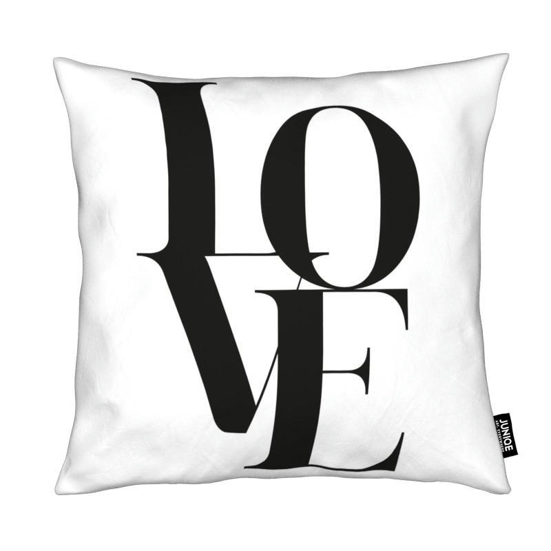 LOVE 2 - Coussin en microfibre en blanc & noir 40x40