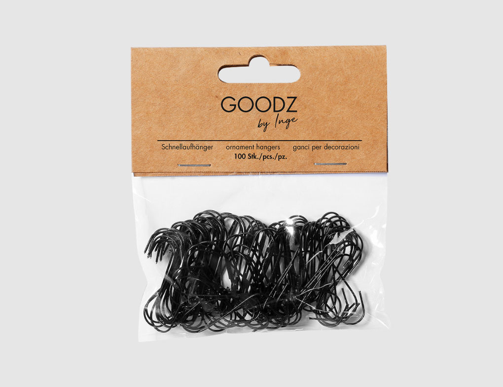 Haken Weihnachtskugeln Schwarz 3,3cm Metall