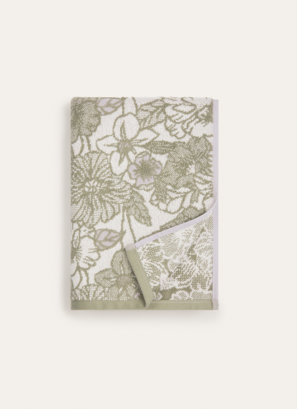 DRAP DE DOUCHE JACQUARD MOTIF FLORAL vert