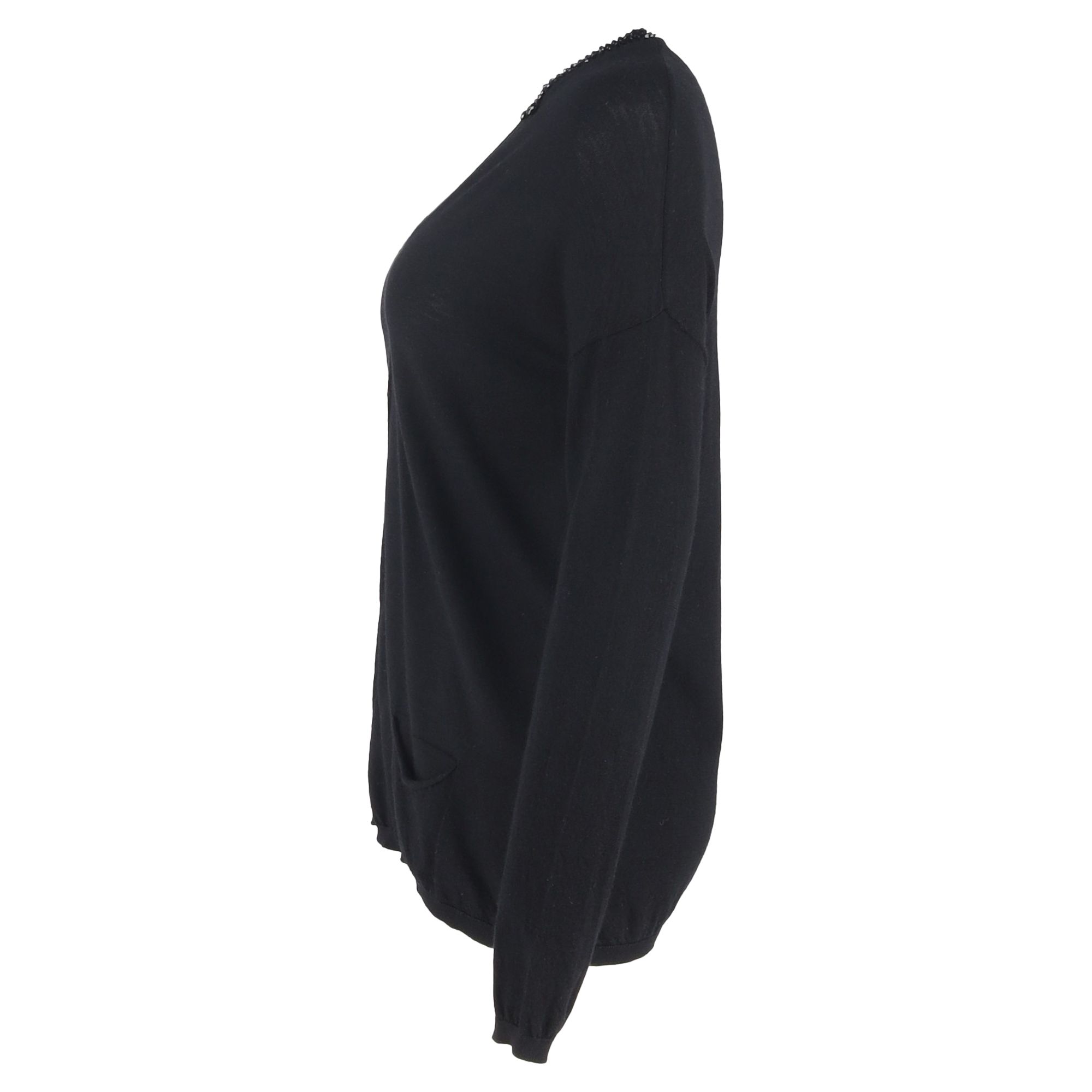 Max Mara Preloved 'S Embellished Buttoned Cardigan in Black Wool