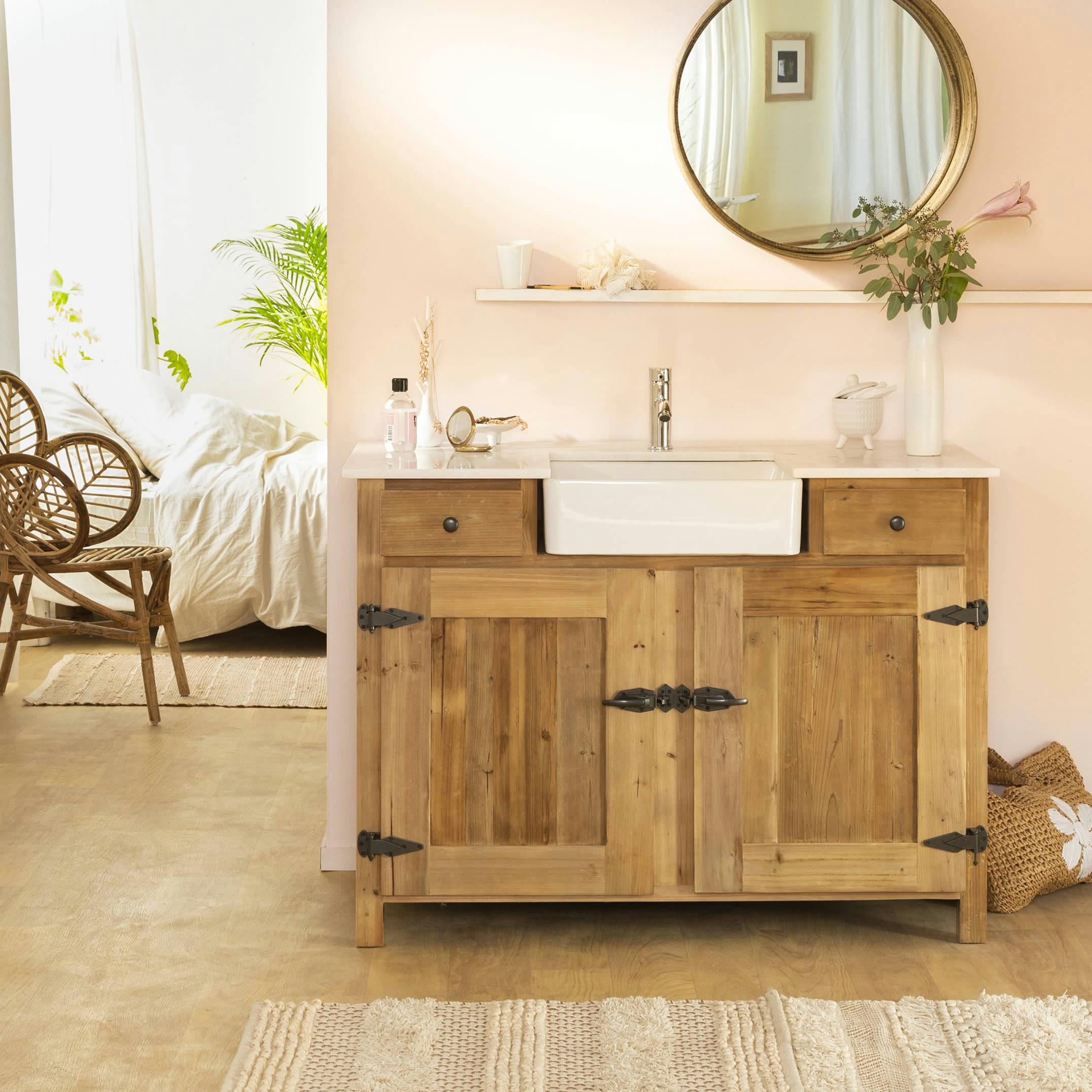 - Meuble sous vasque en bois blanc 60 cm