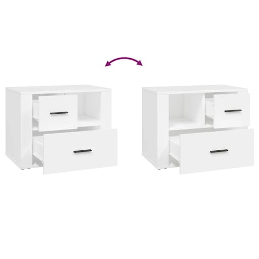 NNEVL Bedside Cabinet White 60x36x45 cm Engineered Wood
