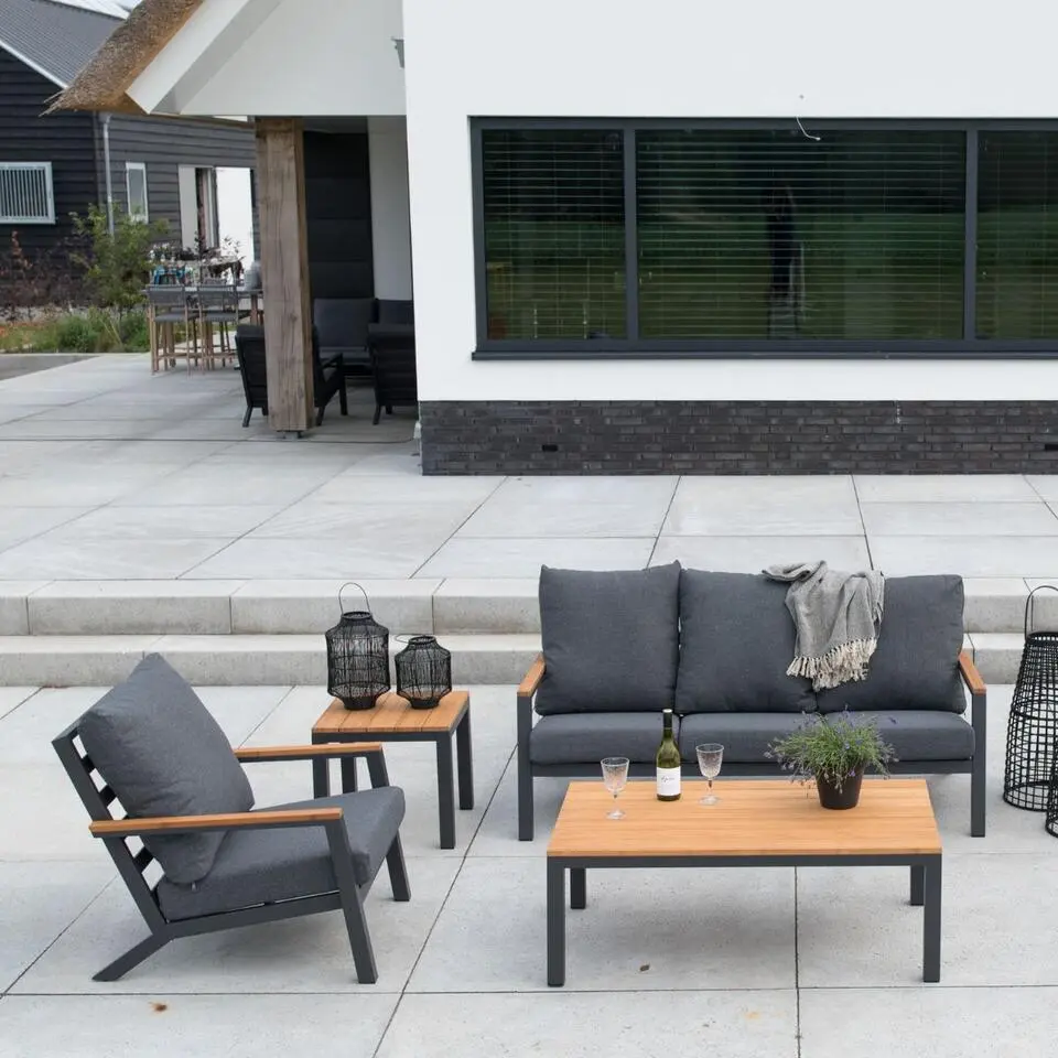 Les - Donnan loungeset aluminium/bamboo grijs