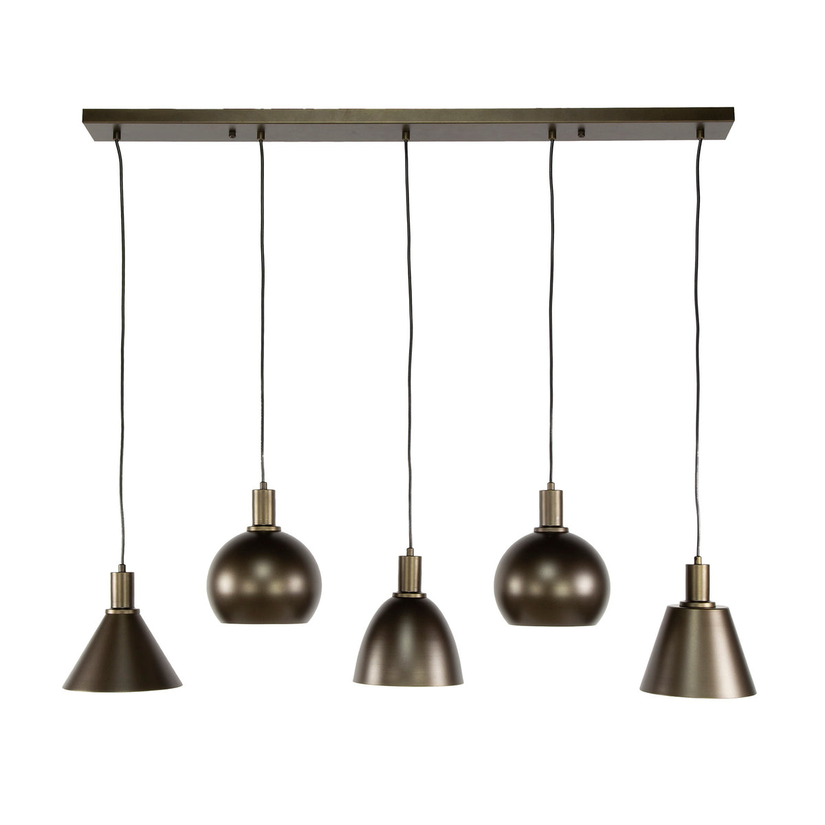 Giga Meubel Hanglamp Metallo Mix - Bruin Metaal - 5-Lichts - 20x118x150cm