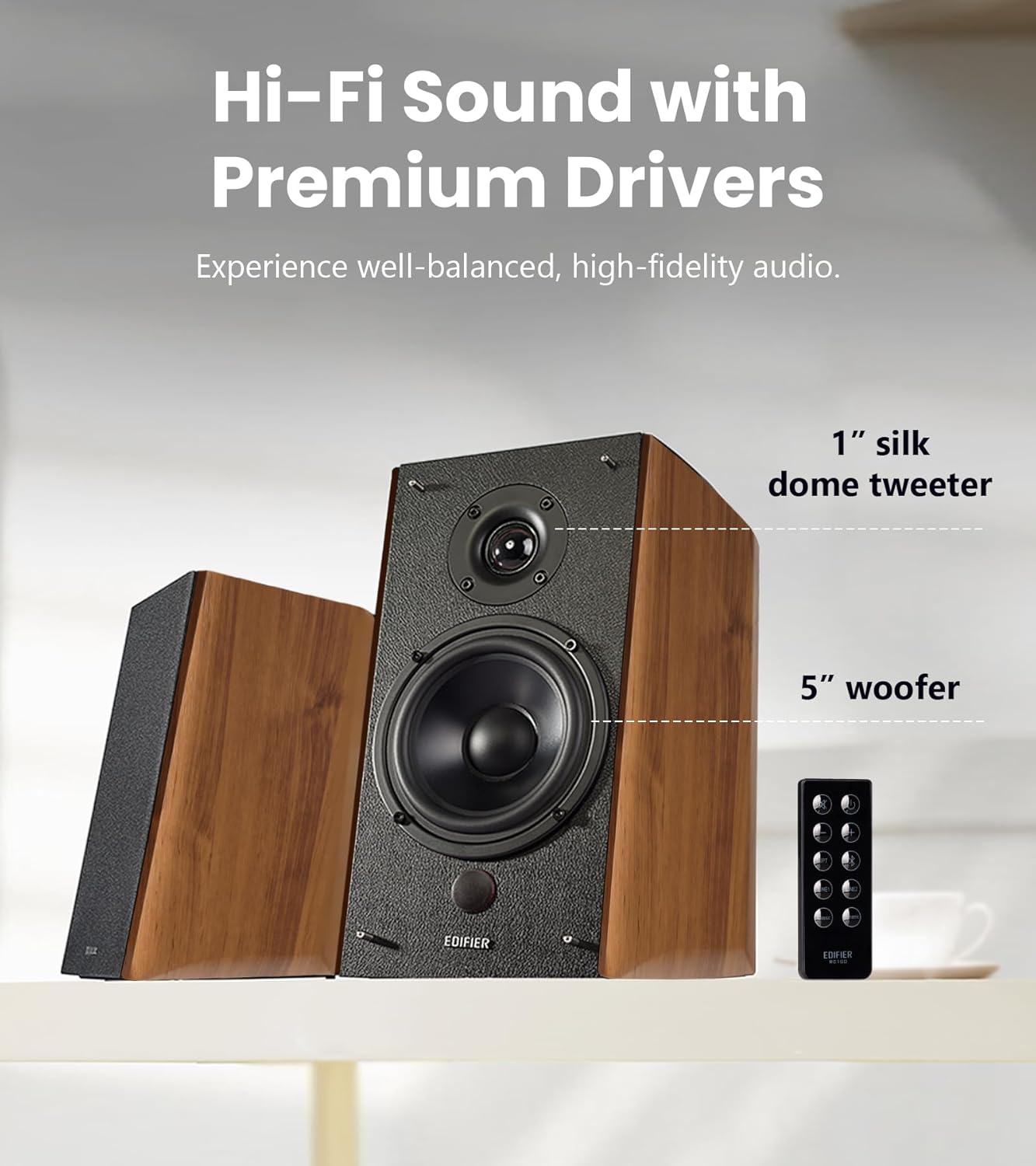 Edifier R2000DB Powered Bluetooth Bookshelf Speakers - Near-Field Studio Monitors - Optical Input - 120 Watts RMS (Warmoak)