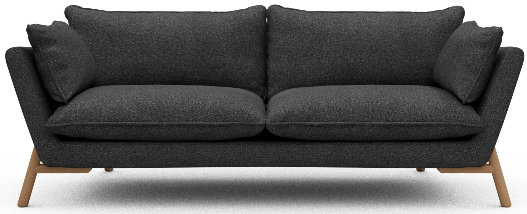 Kragelund Hasle 3-zits Bank Houtskool Zwart Bouclé   Eiken
