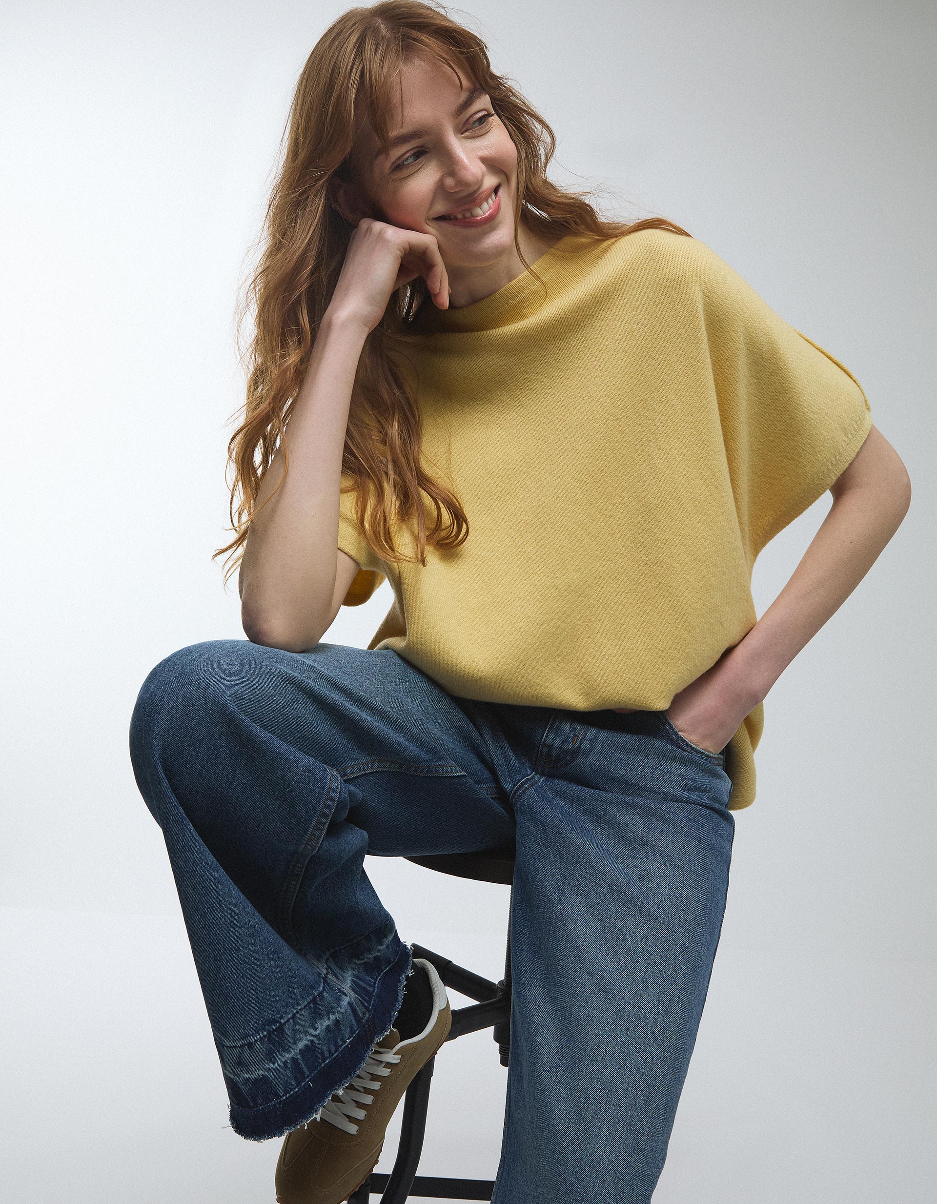 Camisola de Malha, Mulher, Amarelo