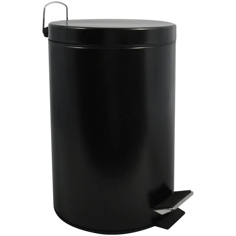 MSV badkamer/toilet pedaalemmer - zwart - 12 liter - 25 x 40 cm