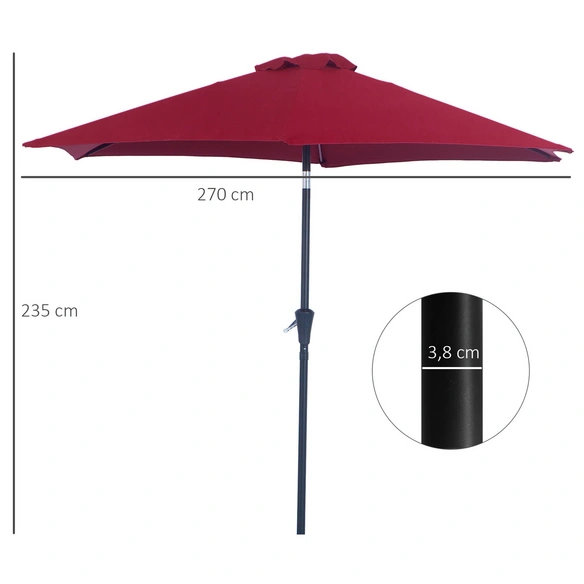 Sonnenschirm, Höhe: 235 cm, rot