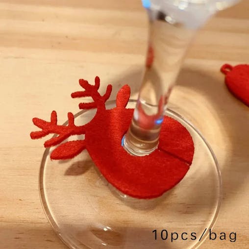 NNEOBA Christmas Felt Wine Glass Rings - Set of 10