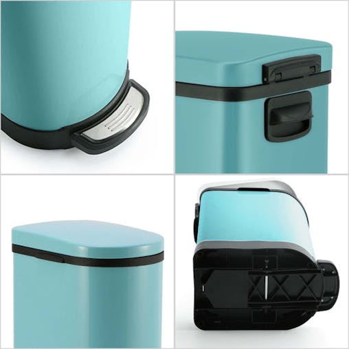 SOGA 4X Stainless Steel Foot Pedal Bin U Shape Blue 10L