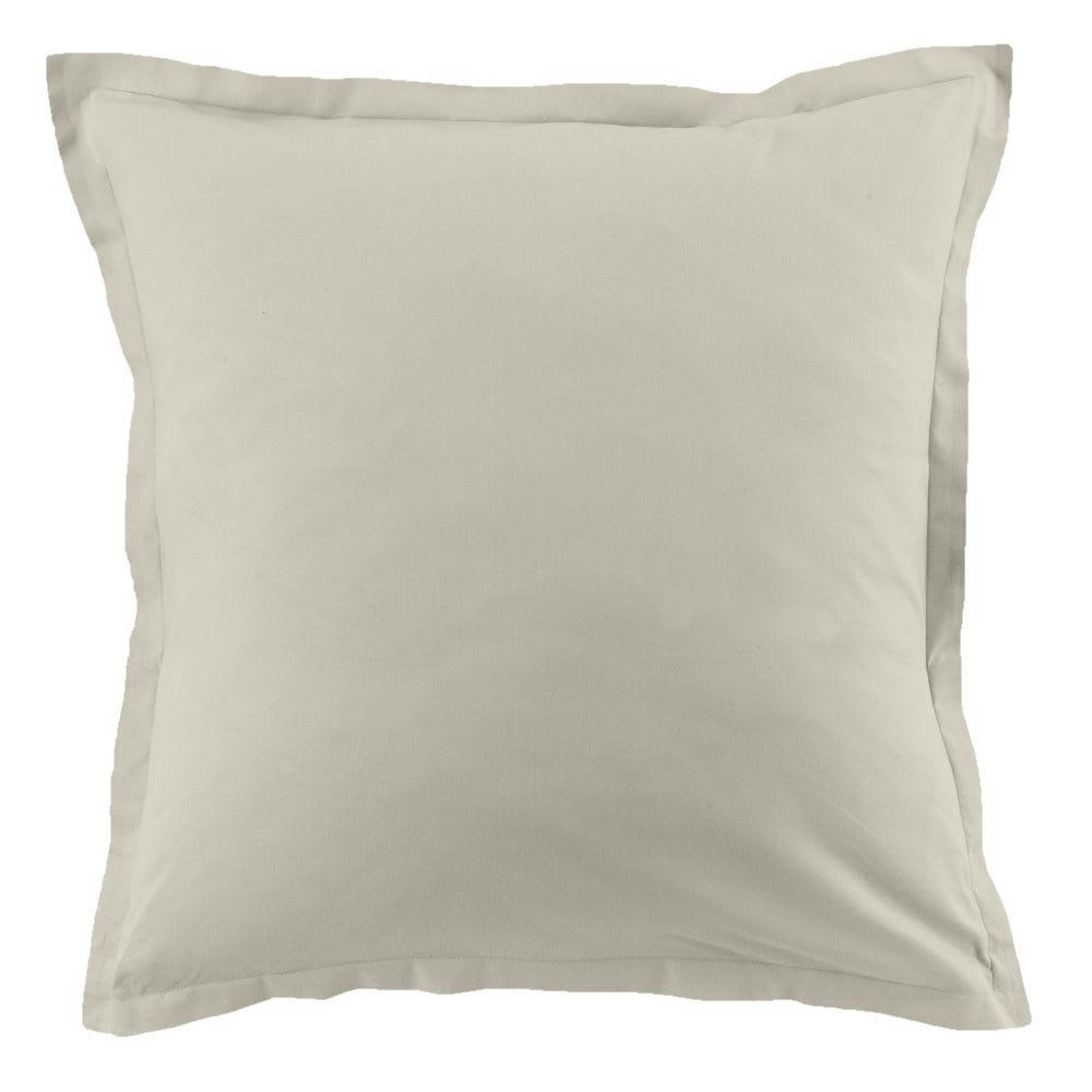 - Lot de 2 taies d'oreiller carrées coton beige ivoire 63x63 cm