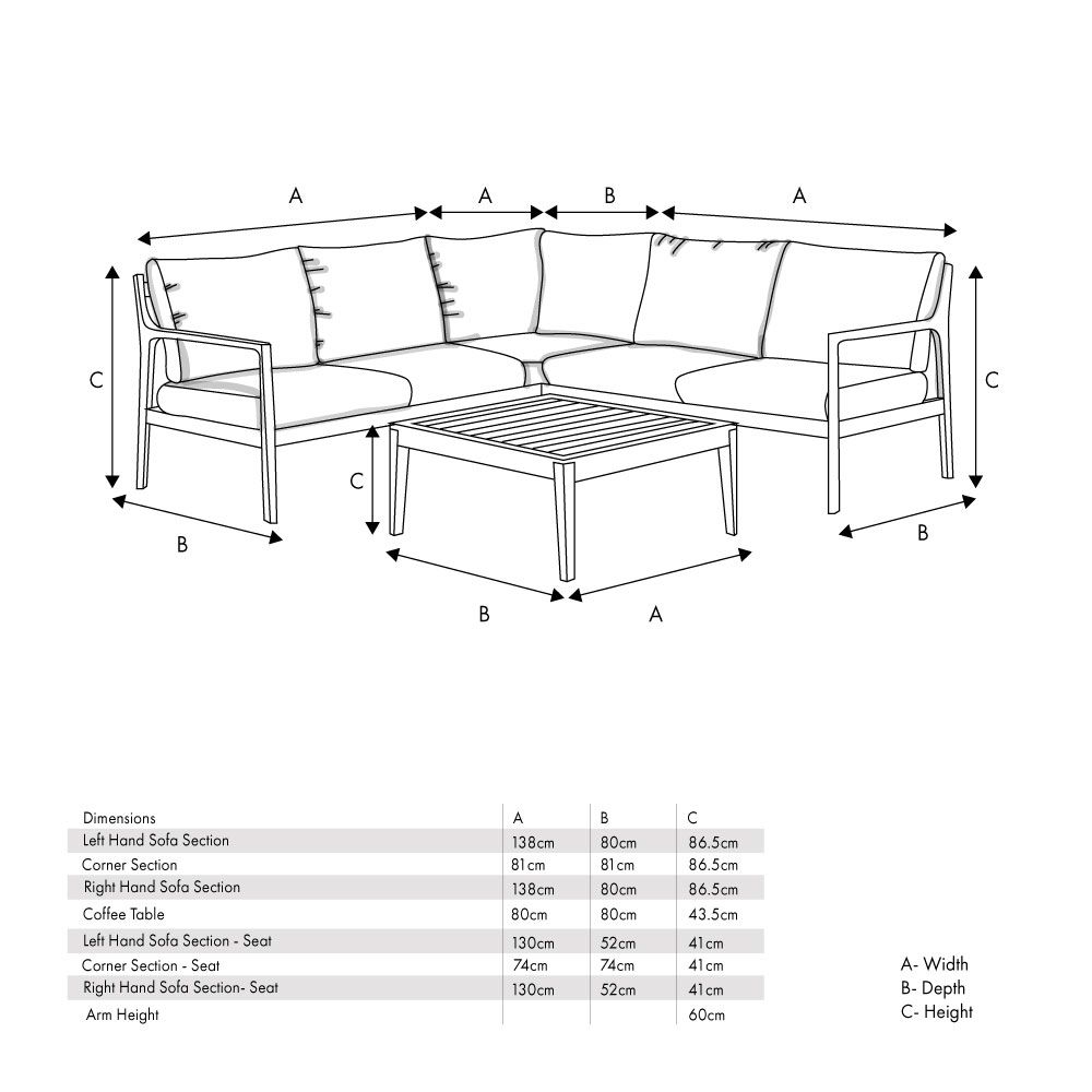 Ruma Taupe and Natural Acacia Wood 4 Seater Garden Corner Set