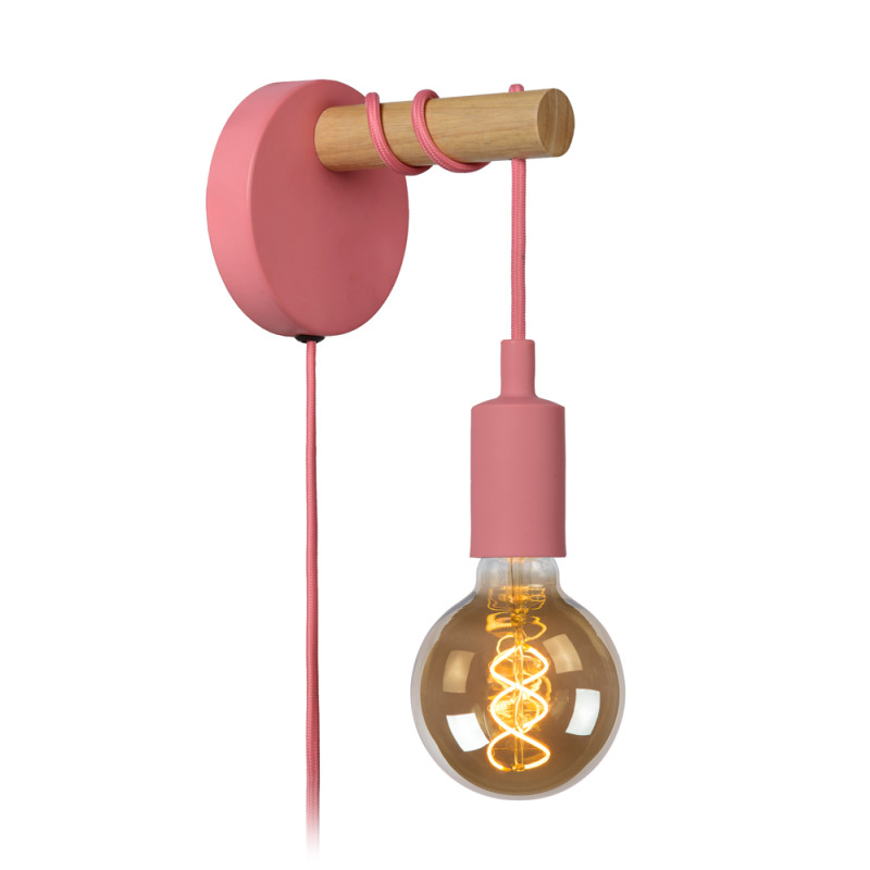 Applique Paulien rose dimmable E27 60 W LUCIDE