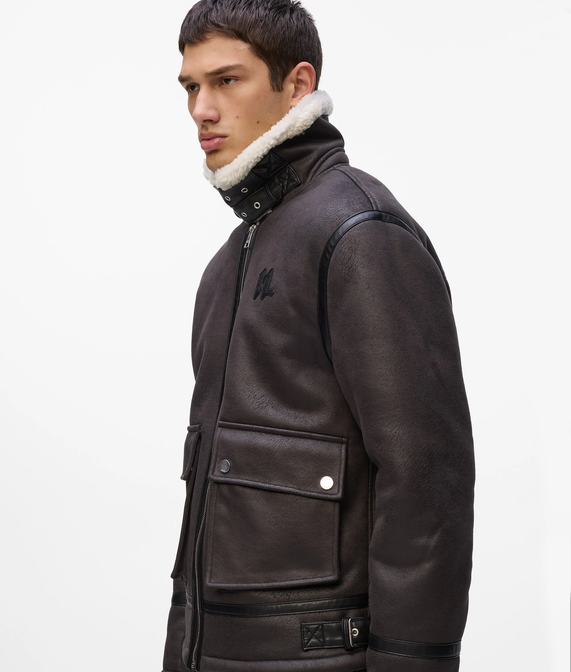 Veste en faux-shearling avec Monogram