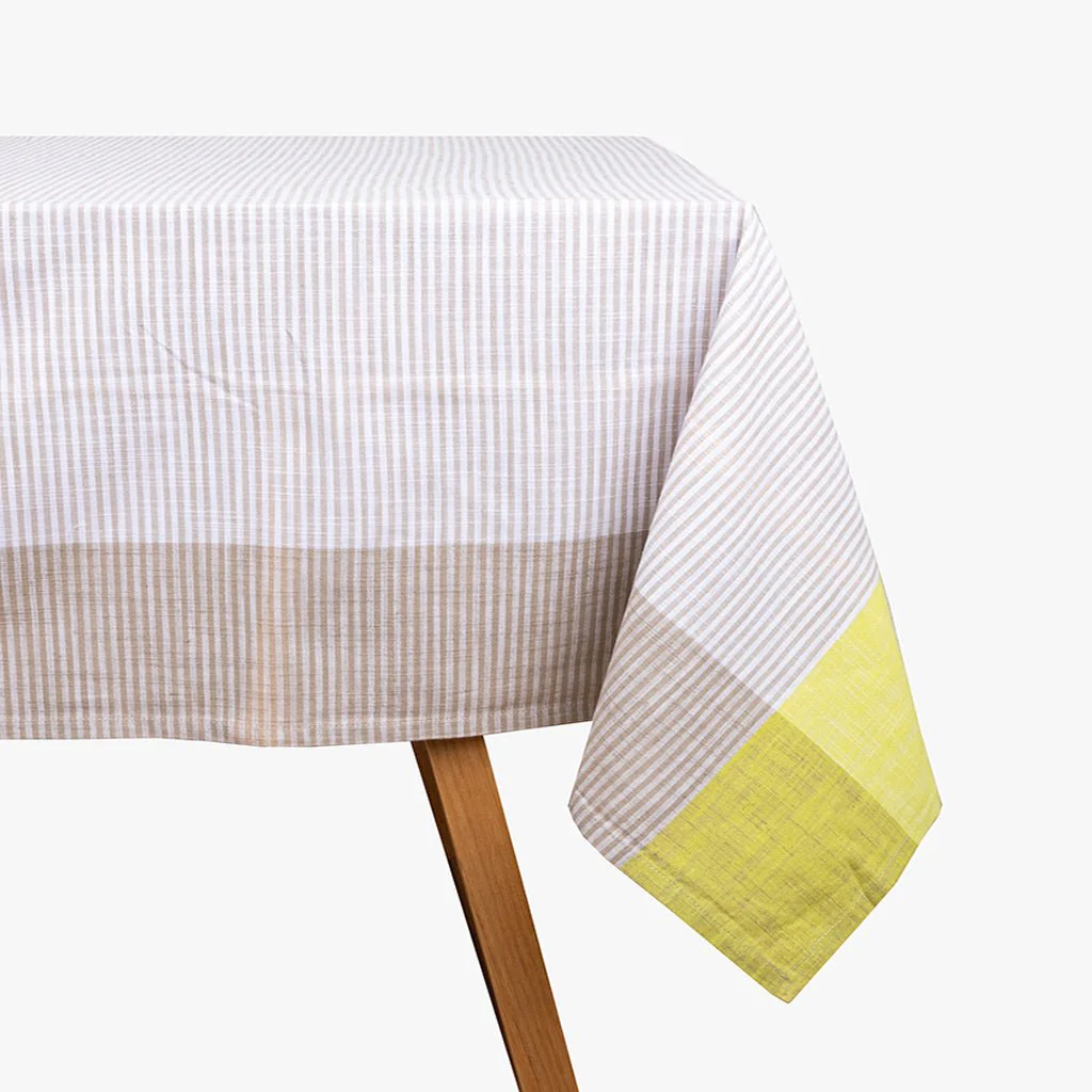 Toalha de Algodão Riscas Amarelo e Bege 160x160 KERALA