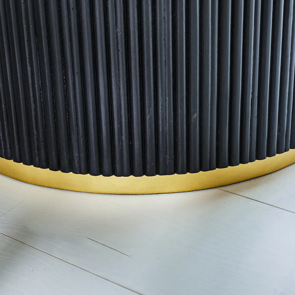 Ronde eettafel Elora &Oslash;150 cm zwart - Mangohout - Zwart