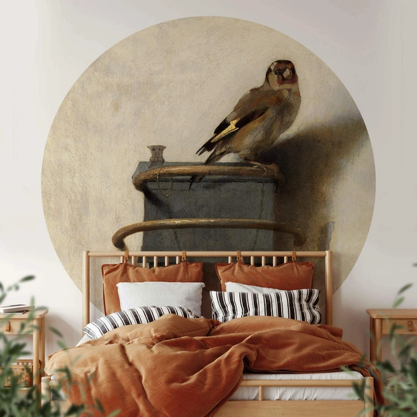 Vliestapete »Runde Vliestapete«, Fabritius Vogel Fink Distelfink, mehrfarbig, matt