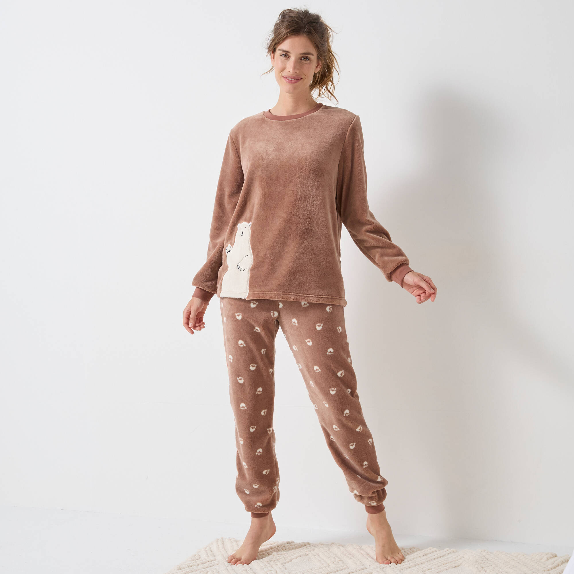 Pyjama polaire "ours blanc," manches longues