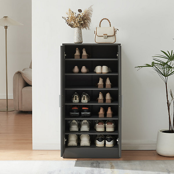 Armoire à chaussures Notribontaa avec 2 portes 108 x 55 x 35 cm anthracite en.casa