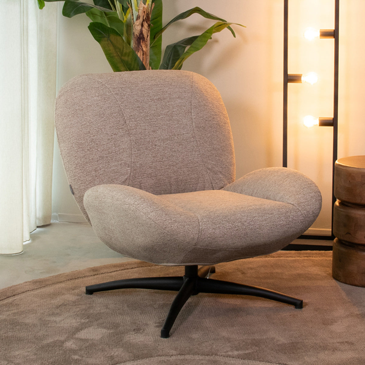 LABEL51 - Fauteuil Clayton - Taupe Canyon - Zwart Metaal