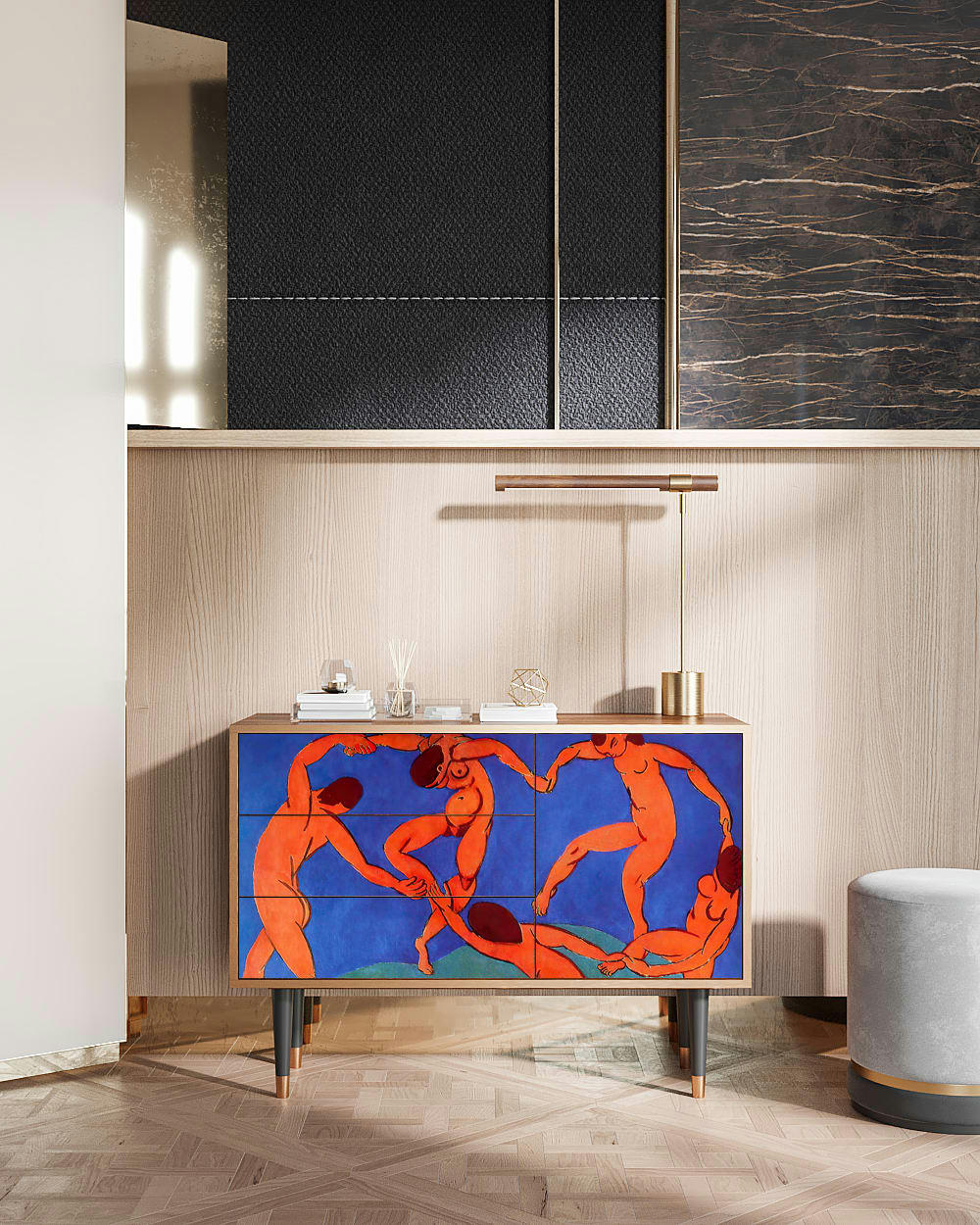 THE DANCE BY HENRI MATISSE - Buffet  multicolore 3 tiroirs et 1 porte L 115 cm