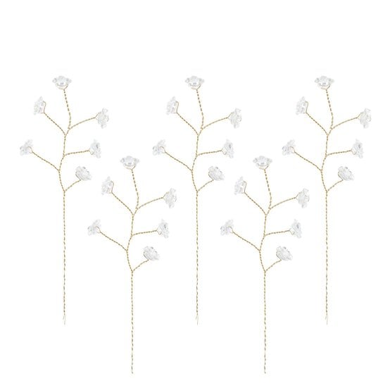 Iridescent Beaded Branch Wired Picks 5 Pieces