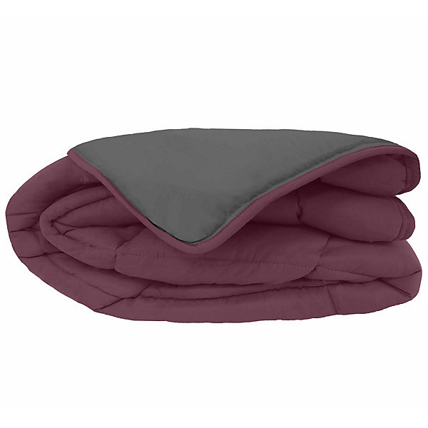 Couette hiver 200x200 cm COCOON BICOLORE Prune/Gris garnissage fibre polyester 400g/m2