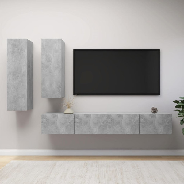 VidaXL Zestaw szafek TV SzaryMateriał drewnopochodny