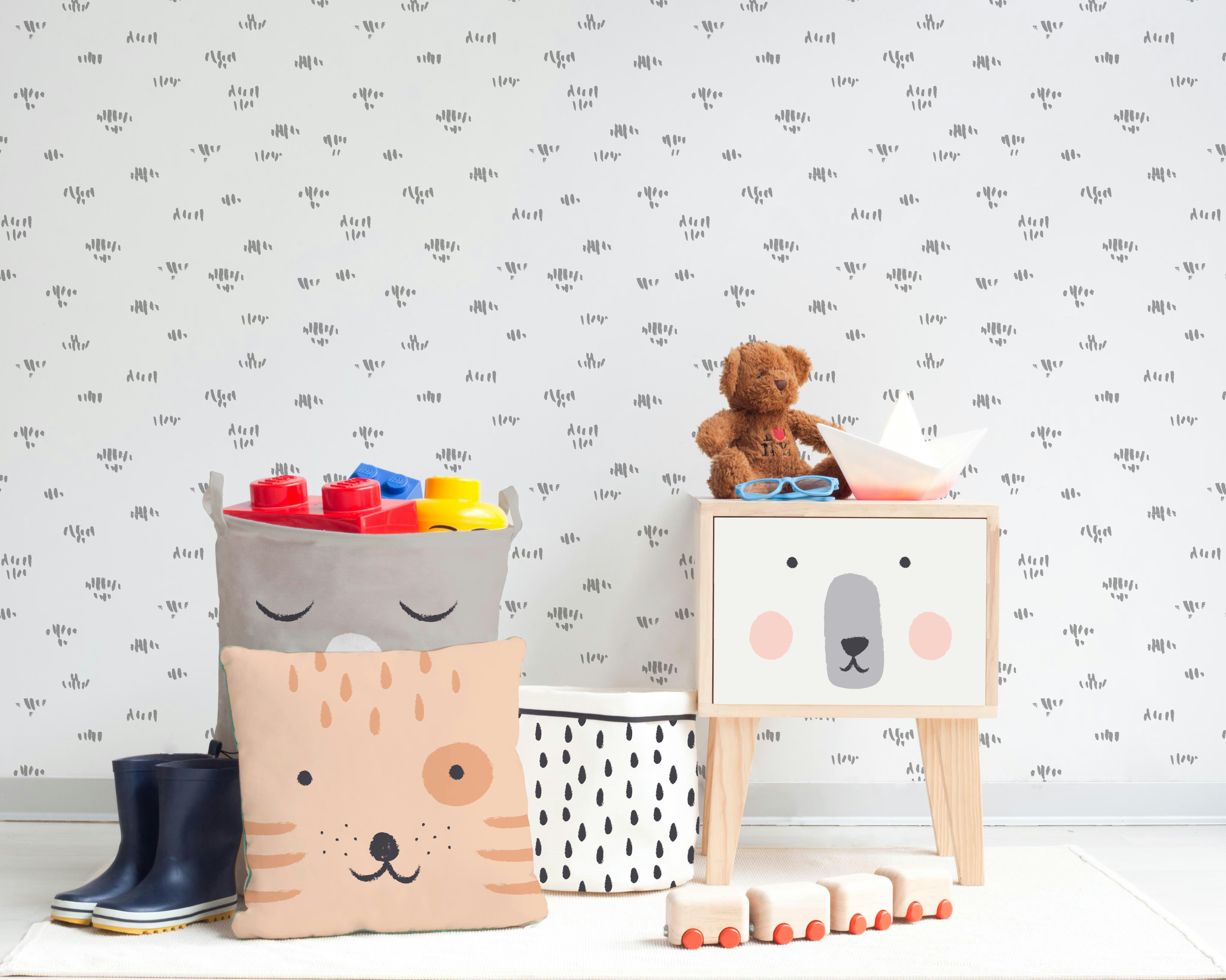 BEAR - Table de chevet en pin pour enfants dessin d'ours.